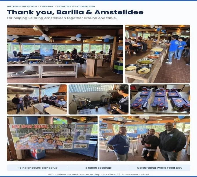Beeld bij project “Amstelidee sponsor Nieuwer Amstelse Football Club bij Wereld Voedsel Dag 2026 ”