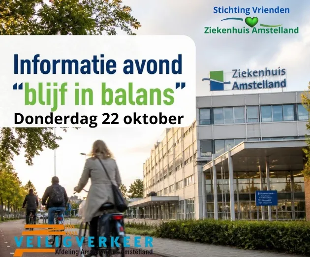 Fietsers fietsen langs het Ziekenhuis Amstelland